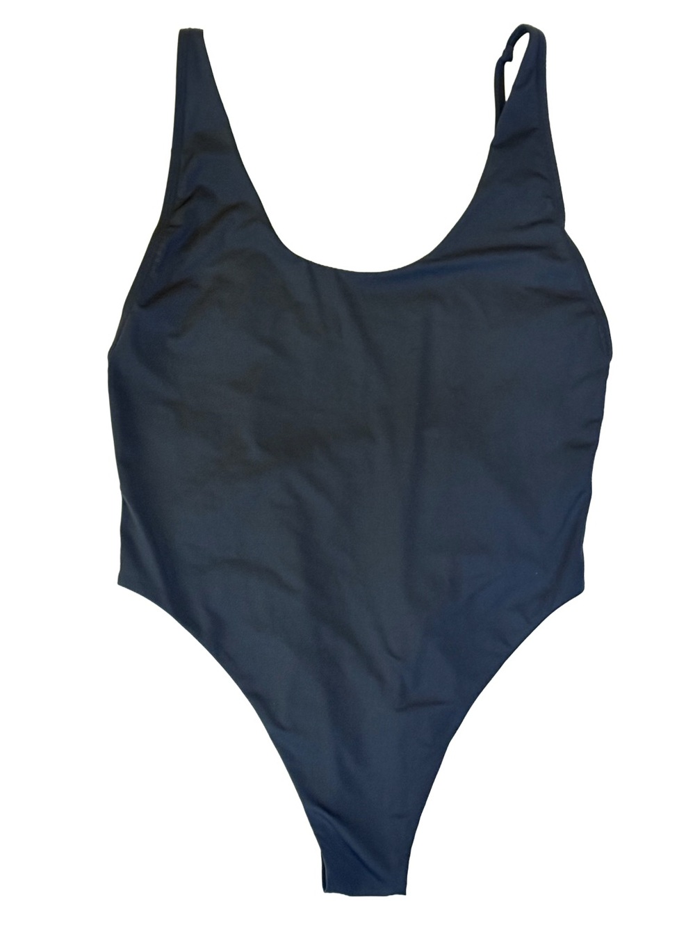 Speedo Black Anthracite High-Cut One Piece Swimsuit Logo Elastic Strap XL NWT
